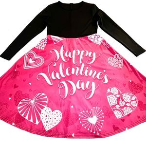 Fun Full-skirted Black and Pink Valentine’s Day Dress